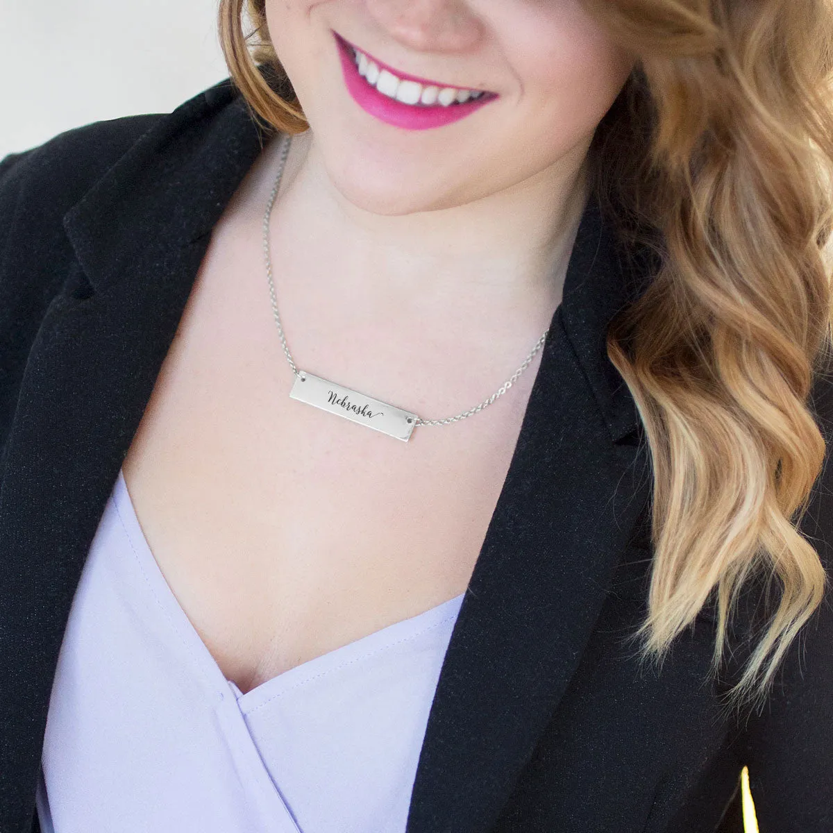 Nebraska Gold / Silver Bar Necklace