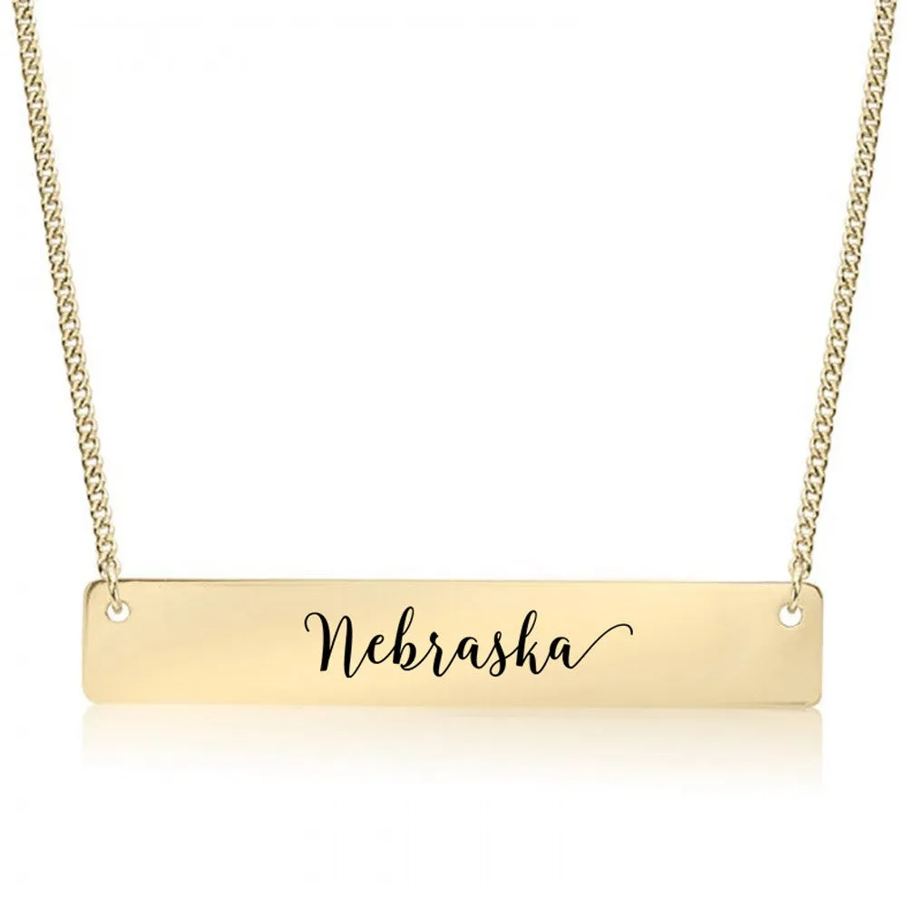 Nebraska Gold / Silver Bar Necklace