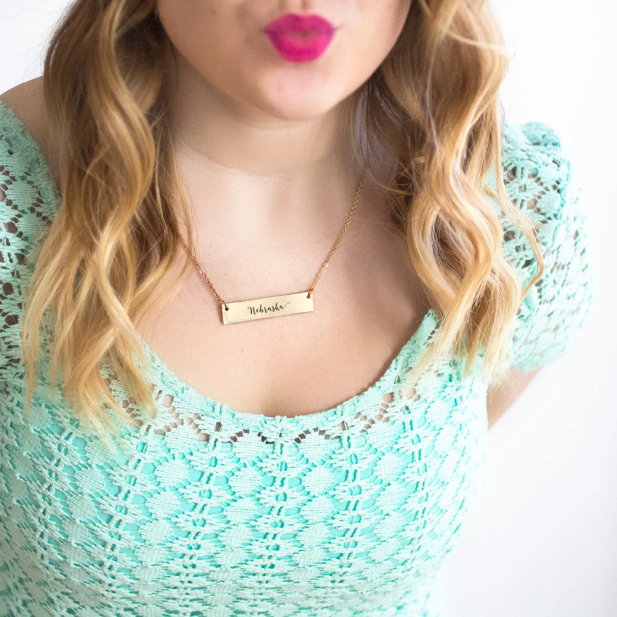 Nebraska Gold / Silver Bar Necklace