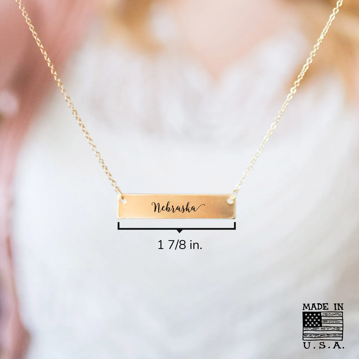 Nebraska Gold / Silver Bar Necklace