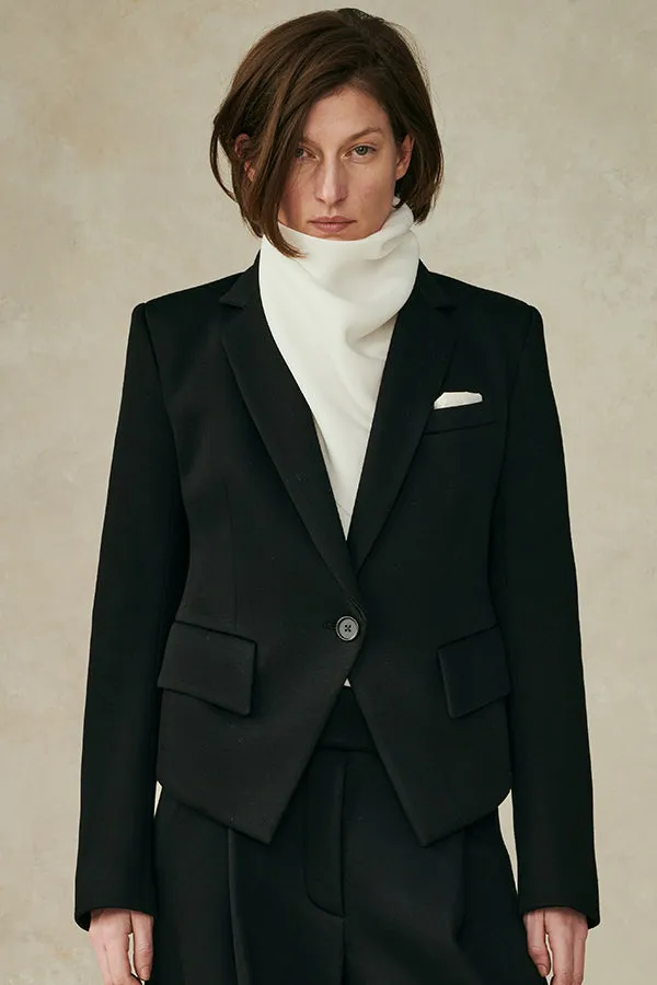Neoprene Notch Collar Structured Jacket
