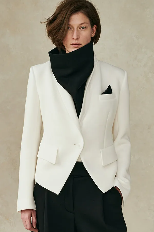 Neoprene Notch Collar Structured Jacket