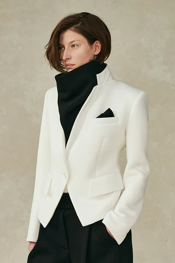 Neoprene Notch Collar Structured Jacket