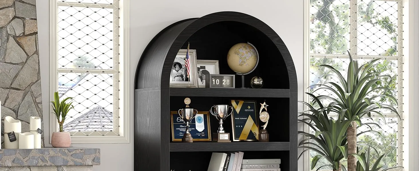 New ASSEMBLED Lark Manor 65" High Arched Storage Bookcase with Adjustable Shelves! Retails $550  (We deliver in town if needed)