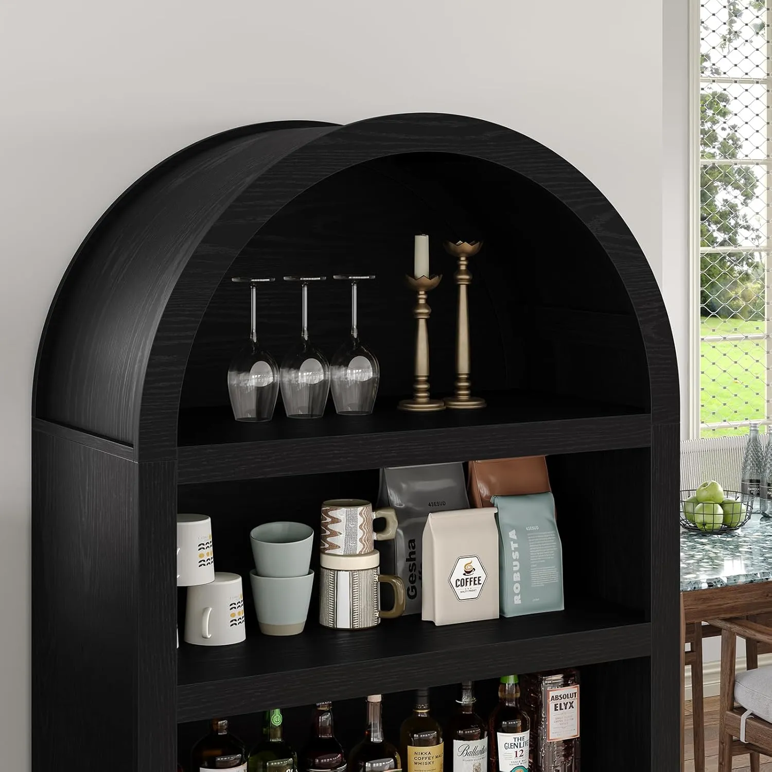 New ASSEMBLED Lark Manor 65" High Arched Storage Bookcase with Adjustable Shelves! Retails $550  (We deliver in town if needed)