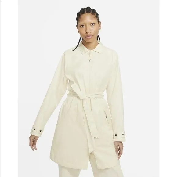 Nike Sportswear Windrunner Trench Coat Parka Rain Jacket Off White XS