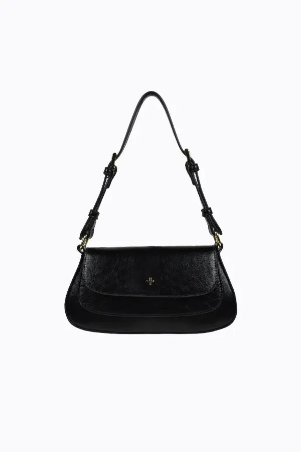 Nikki Shoulder Bag Black Crinkle Gold