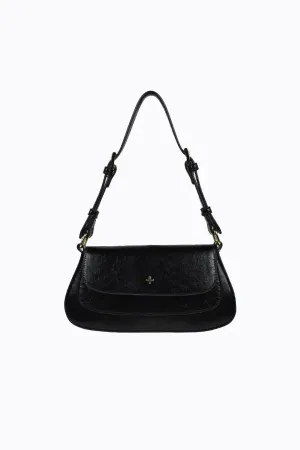 Nikki Shoulder Bag Black Crinkle Gold