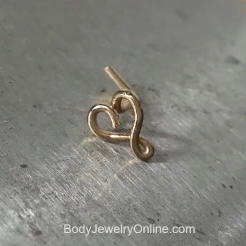 Nose Stud VARIETY VALENTINES Heart Cartilage 20 gauge 20ga 14k Yellow, White, Pink Rose Solid / Gold Filled / Silver Earring Helix Tragus