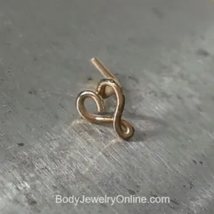 Nose Stud VARIETY VALENTINES Heart Cartilage 20 gauge 20ga 14k Yellow, White, Pink Rose Solid / Gold Filled / Silver Earring Helix Tragus