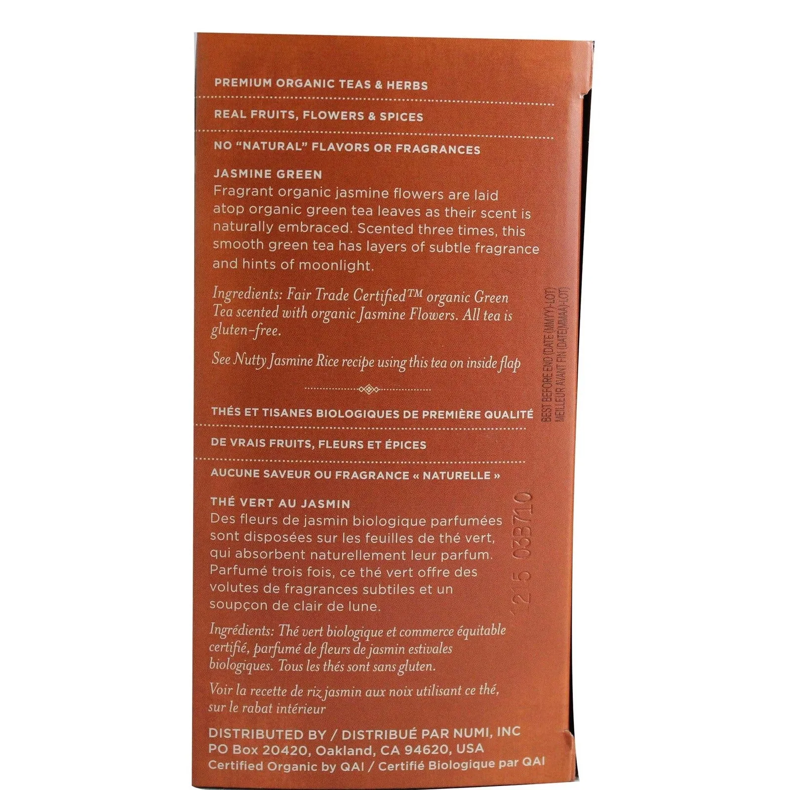 Numi Organic Tea - Jasmine Green (18 Tea Bags)