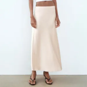 NWT Zara Cream Satin Midi Skirt