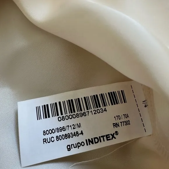 NWT Zara Cream Satin Midi Skirt