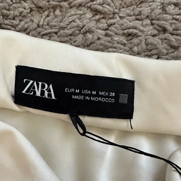 NWT Zara Cream Satin Midi Skirt