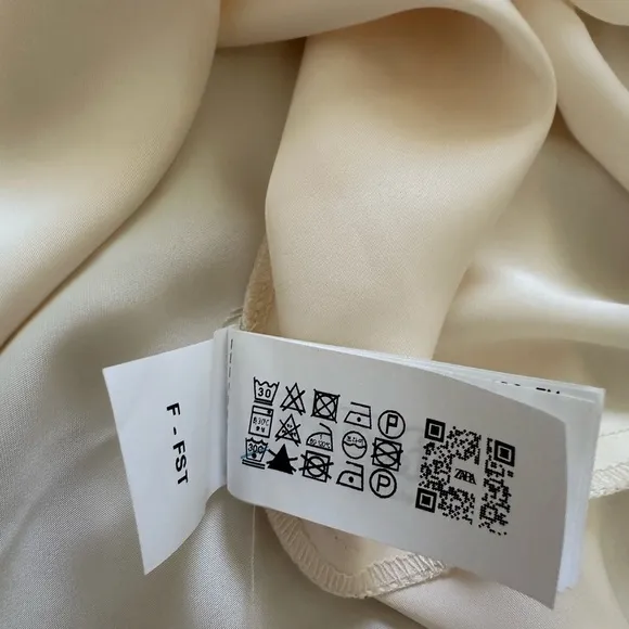 NWT Zara Cream Satin Midi Skirt
