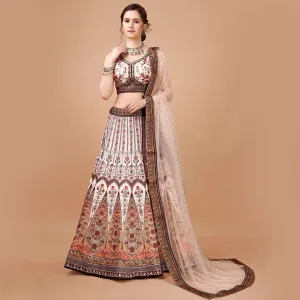 Off-white and Browny Edge Lehenga Set