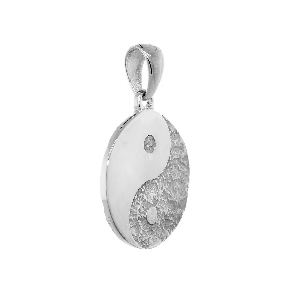 Ohm & Yin Yang Charm - Pendant, with Bail, Solid 14K White Gold