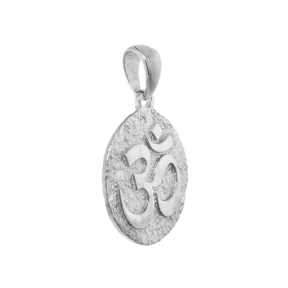 Ohm & Yin Yang Charm - Pendant, with Bail, Solid 14K White Gold