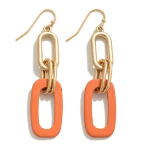 Orange & Gold Link Earrings