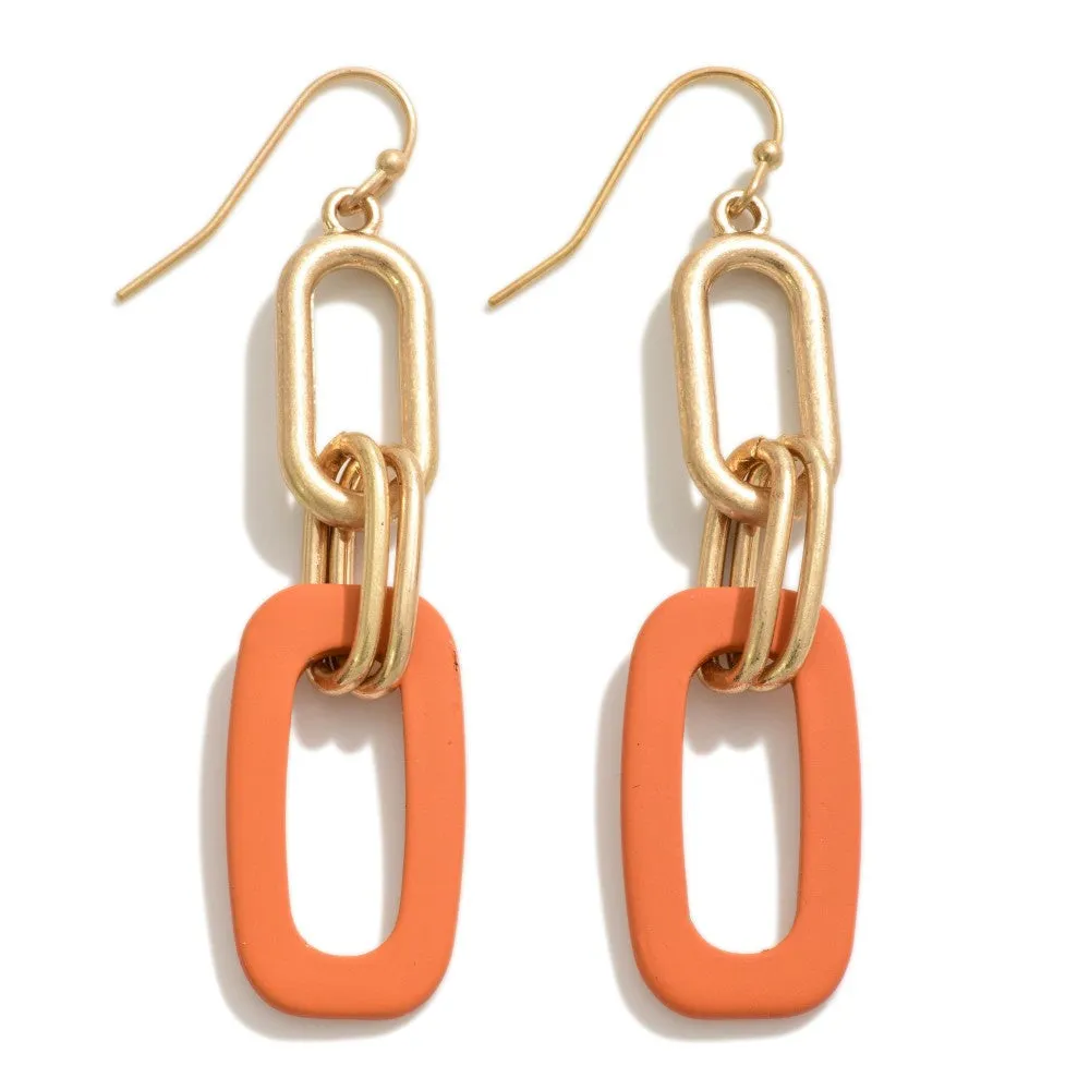 Orange & Gold Link Earrings