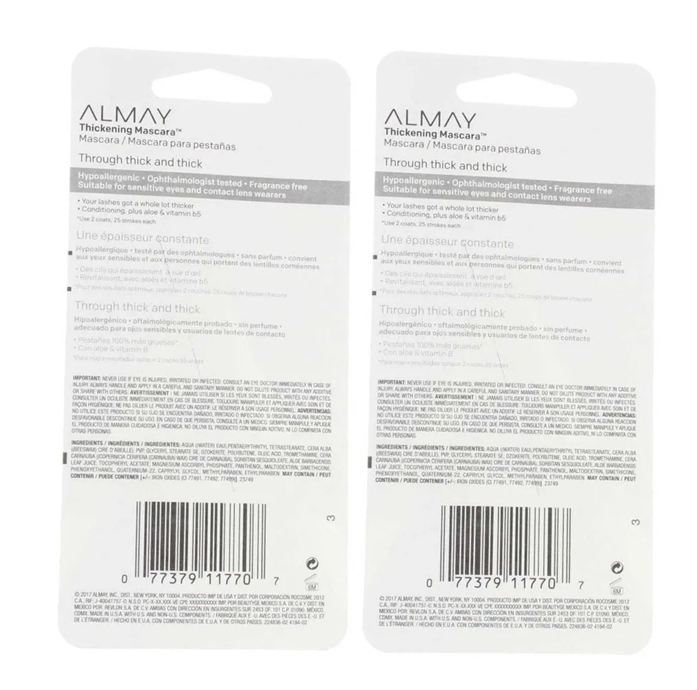 Pack of 2 Almay Thickening Mascara, Black 402