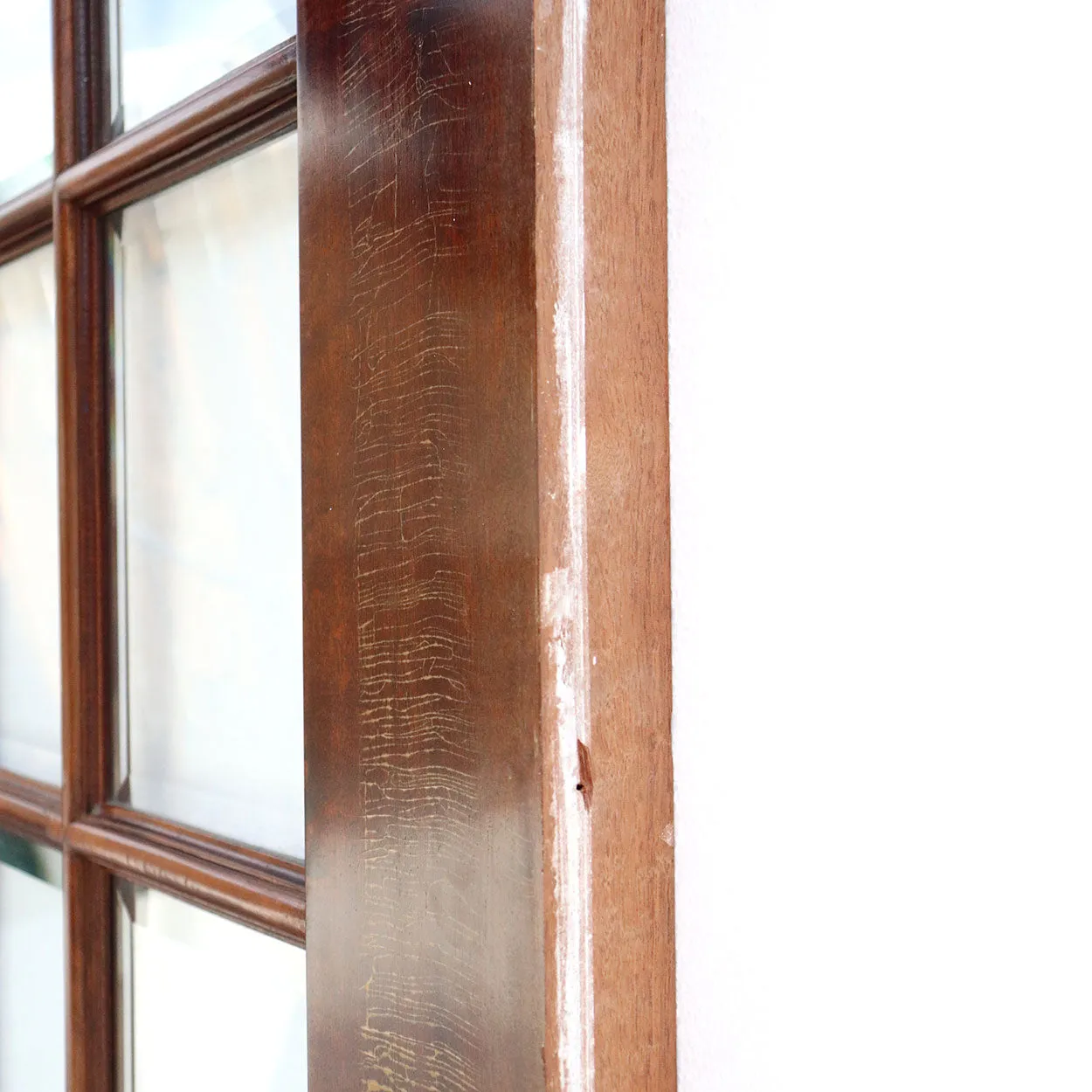 Pair of Vintage Solid Mahogany and Beveled Glass Single Interior Room Divider Doors