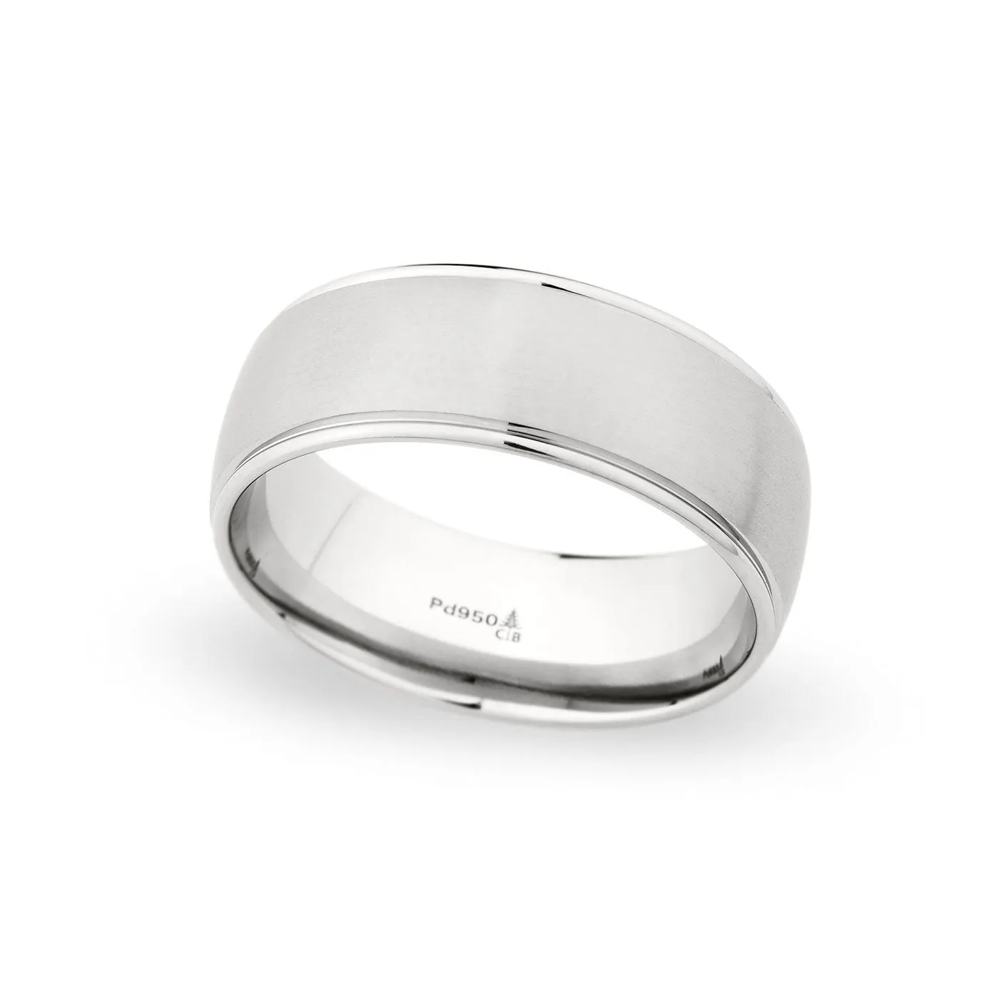 Palladium 8mm Brushed Satin Polished Edged Band
