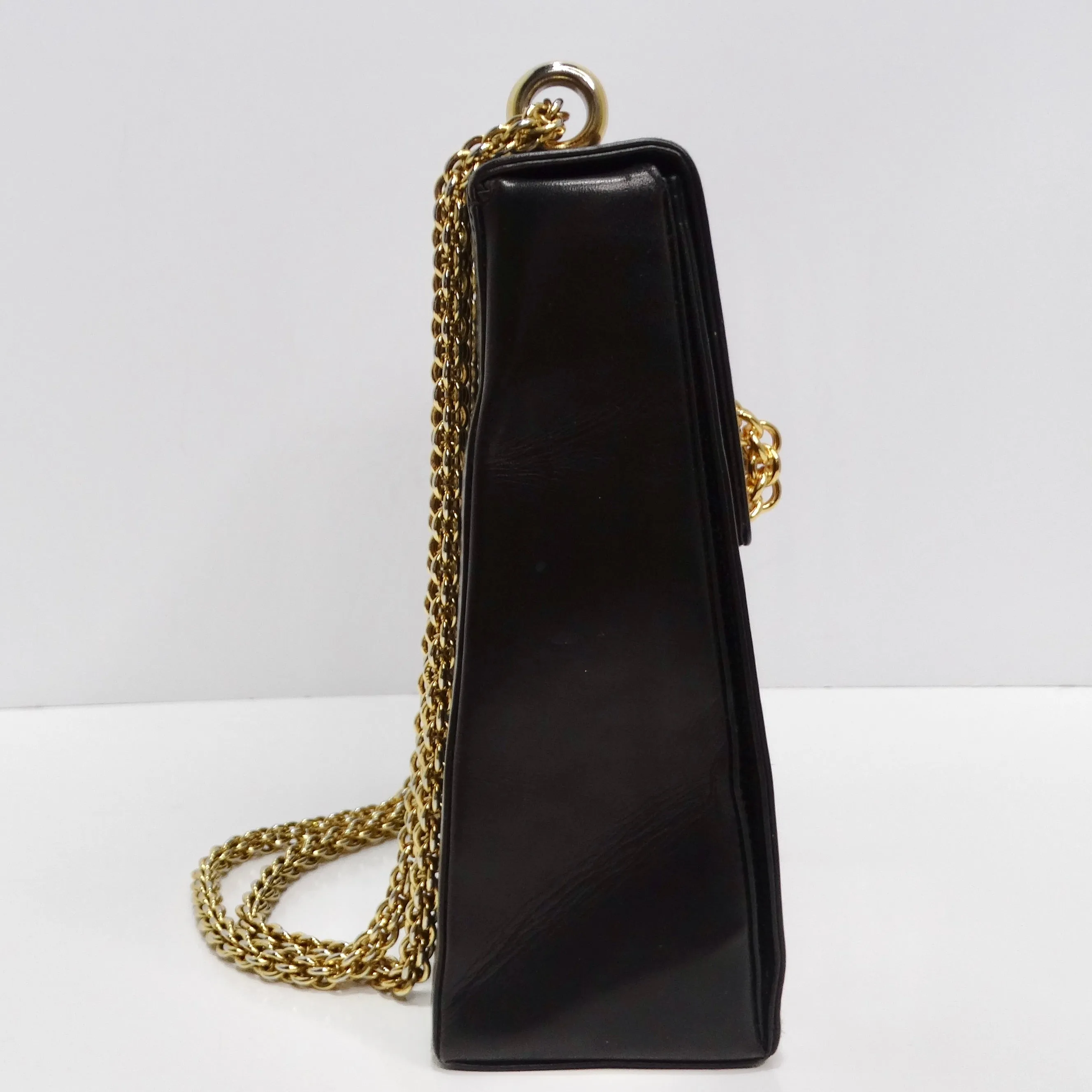 Paloma Picasso 1980s Black Leather Shoulder Bag