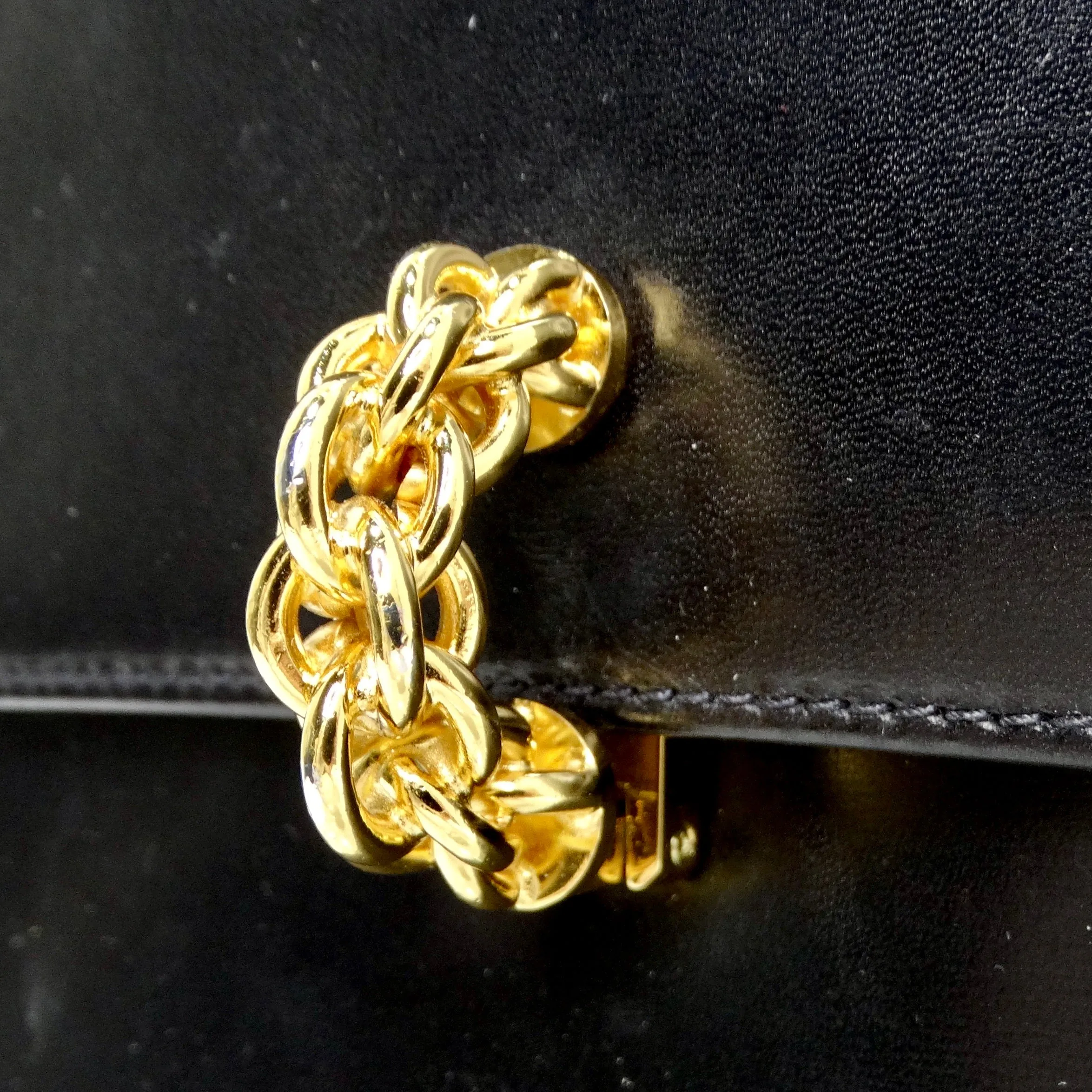 Paloma Picasso 1980s Black Leather Shoulder Bag