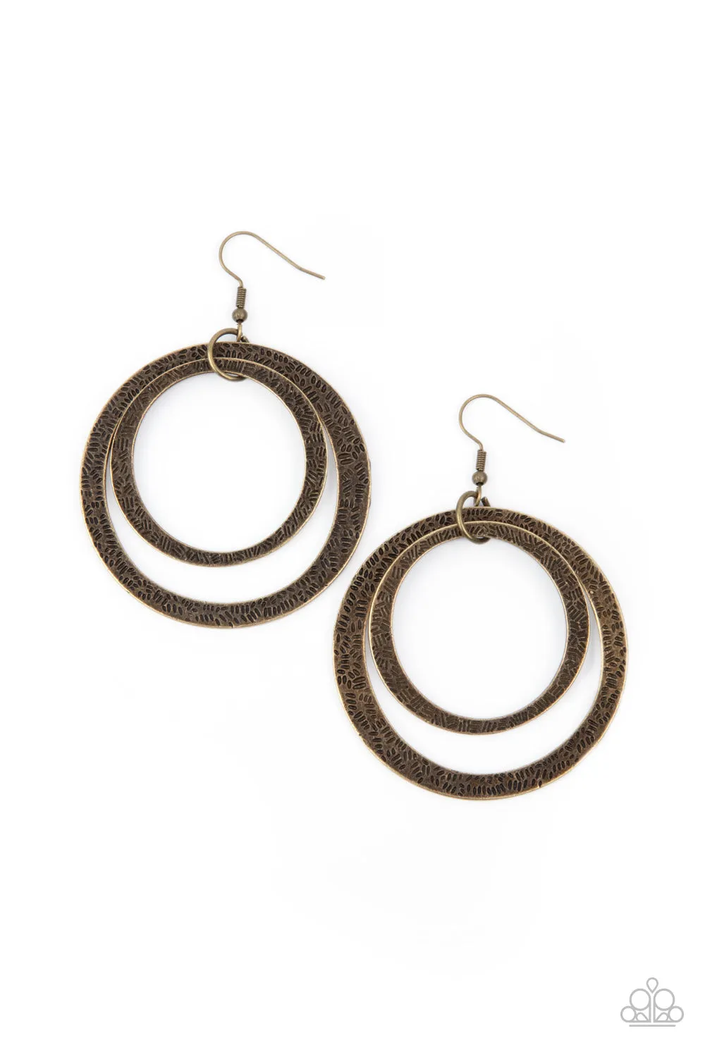 Paparazzi - Rounded Out - Brass Earrings