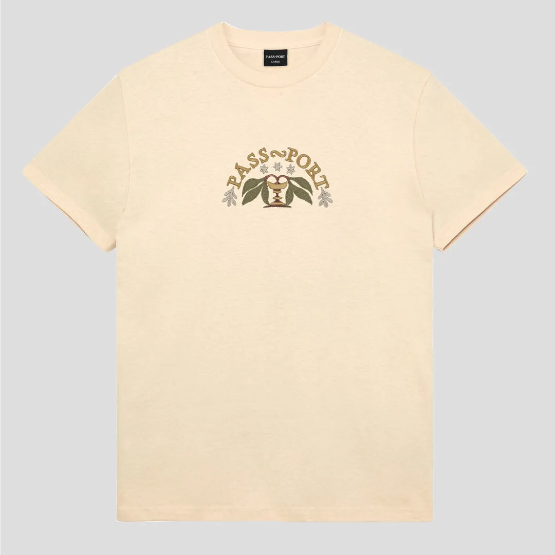 Pass~Port Arched Embroidery Tee - Natural