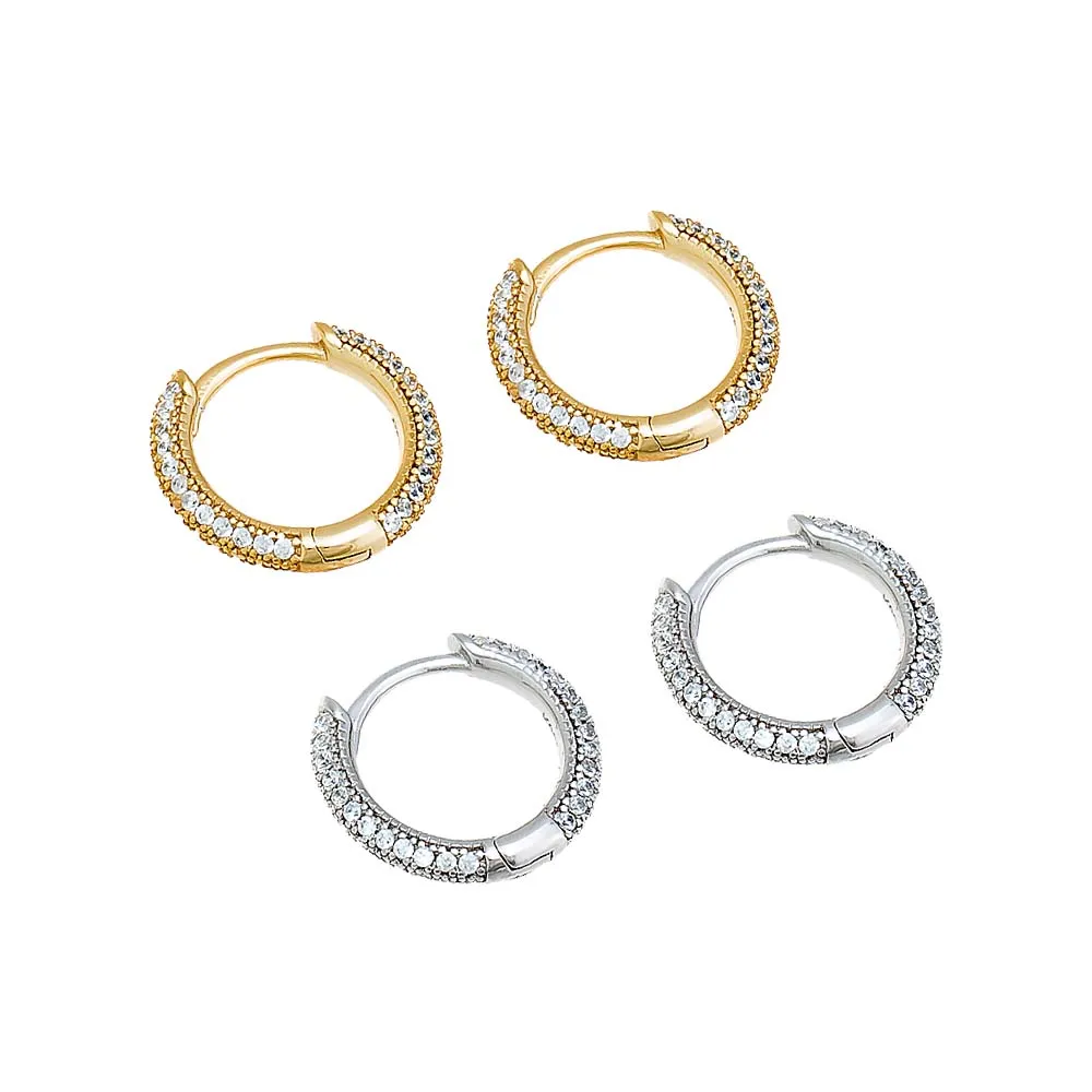 Pavé Rounded Huggie Earring