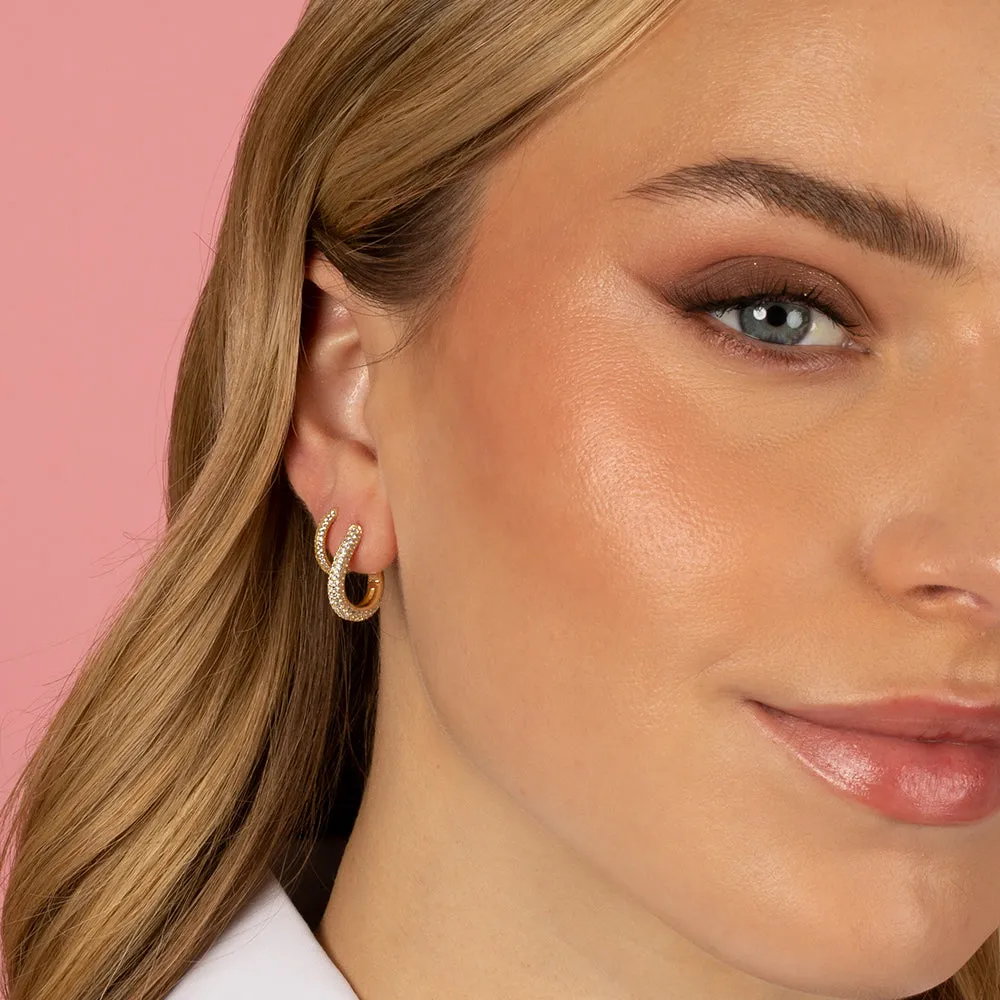 Pavé Rounded Huggie Earring