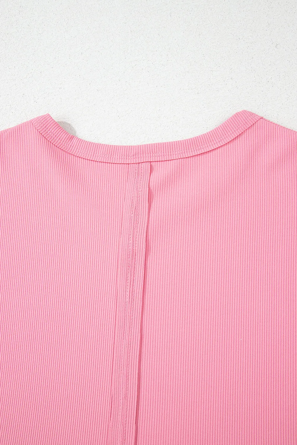 Peach Blossom Subtle Ribbed Short Sleeve Babydoll Top