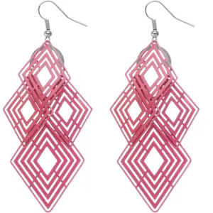 Pink Diamond Shaped Dangle Earrings