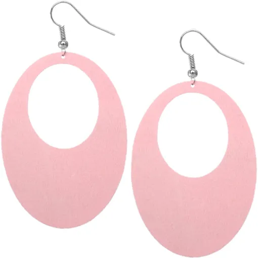 Pink Gigantic Oval Cutout Earrings