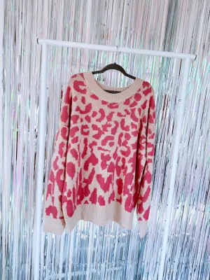 Pink Punch Leopard Sweater S-3X