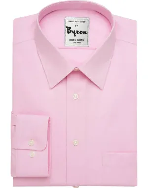 Pink Solid Shirt 03, Forward Point Collar, Round Cuff