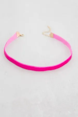 Pink Thin Velvet Choker