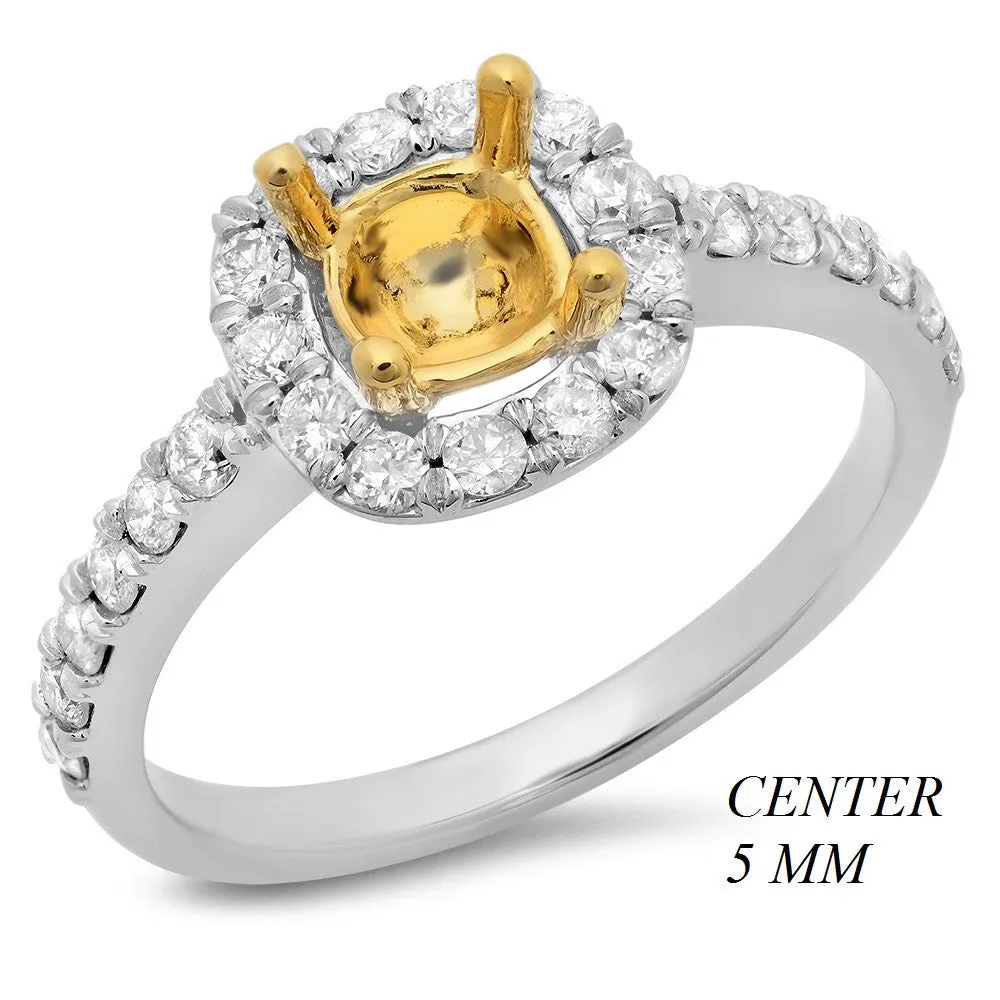 PMI 14YW@3.4 25RD2@0.61 5MM CUSHION TWO TONE HALO LOW PROFILE