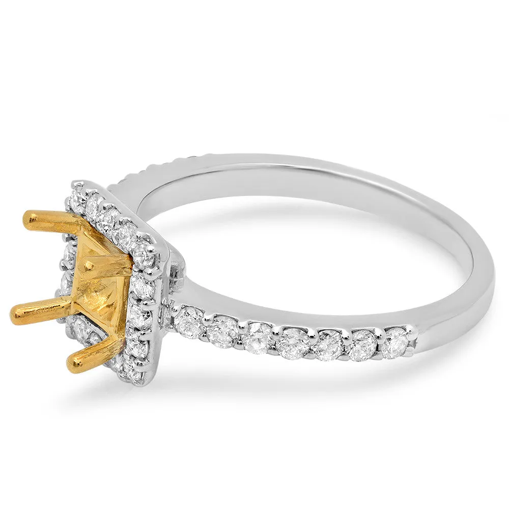 PMI 14YW@5.2 26RD1@0.97 6MM PRINCESS TWO TONE HALO LOW PROFILE