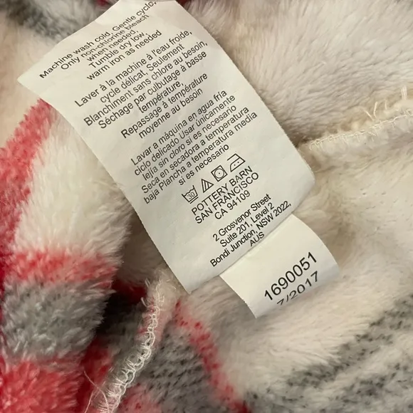 Pottery Barn Winslow Plush Plaid Robe White Red Size Medium