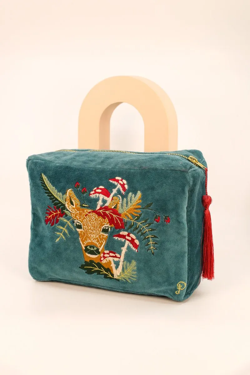 Powder Doe With Toadstools Velvet Washbag