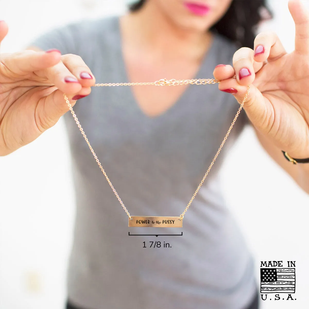 Power to the Pussy Gold / Silver Bar Necklace