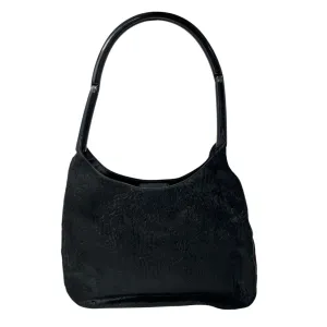 Prada Black Fur Structured Shoulder Bag
