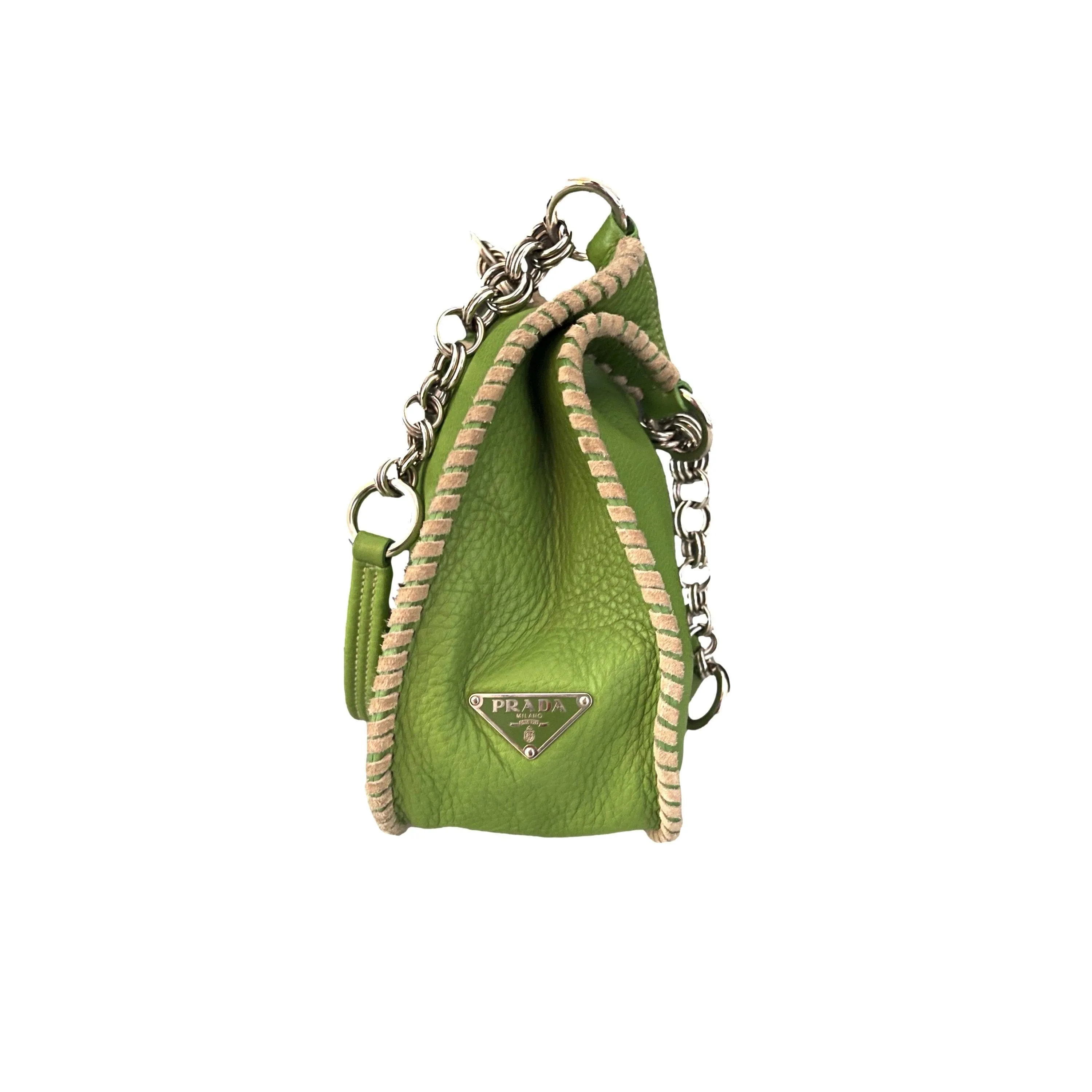 Prada Lime Green Chain Shoulder Bag