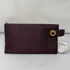 Prada Top Zip Sparkle Clutch with Gold Button