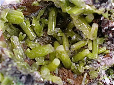 Pyromorphite on Barite, Heilge Dreifaltigkeit Mine, Saxony, Germany Small cabinet 6 x 6 x 9 cm $850. Online 1/9. SOLD.