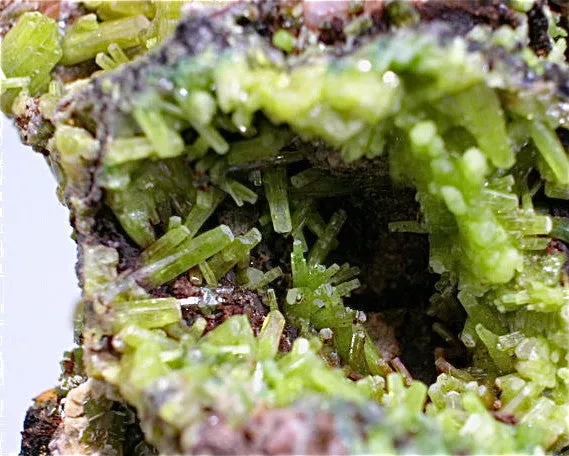 Pyromorphite on Barite, Heilge Dreifaltigkeit Mine, Saxony, Germany Small cabinet 6 x 6 x 9 cm $850. Online 1/9. SOLD.
