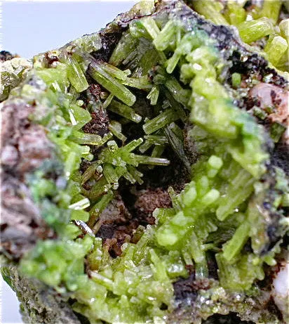 Pyromorphite on Barite, Heilge Dreifaltigkeit Mine, Saxony, Germany Small cabinet 6 x 6 x 9 cm $850. Online 1/9. SOLD.
